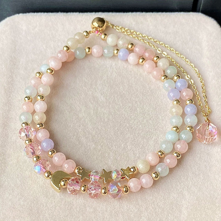Multi Layer Bracelet With Morganite Chalcedony Matching