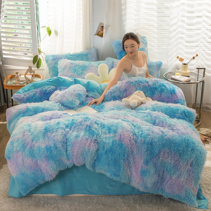 Mink Velvet Four-piece Printing Thickened Warm Bedding