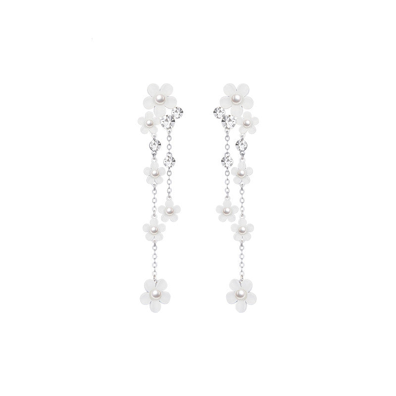 Women's Fashion Long Flower Tassel Earrings