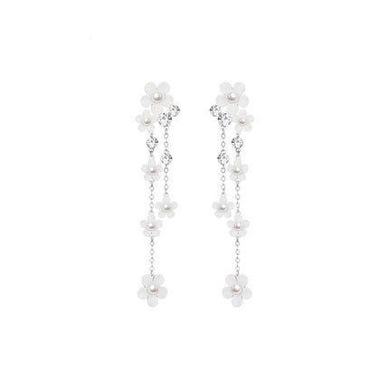 Women's Fashion Long Flower Tassel Earrings