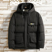 Warm three-dimensional patch pocket padded jacket