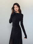Black Panel Mesh Dress Women