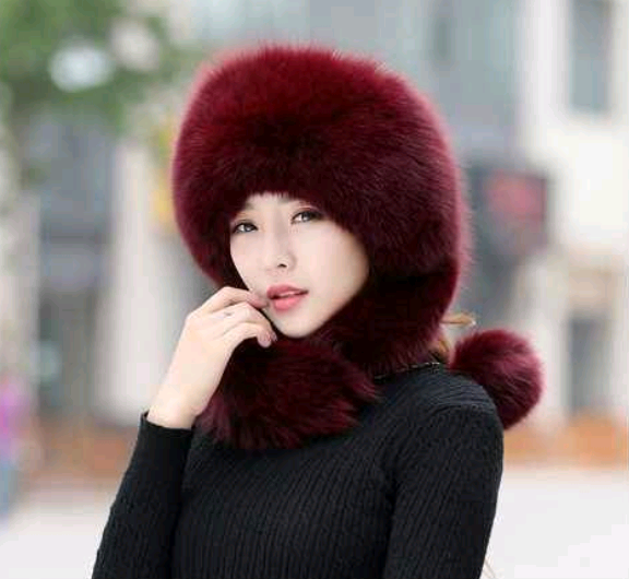 Women Fur Grass Fox Fur Hat Dome Mongolian Hat Thick Warm Russian Wind Snow