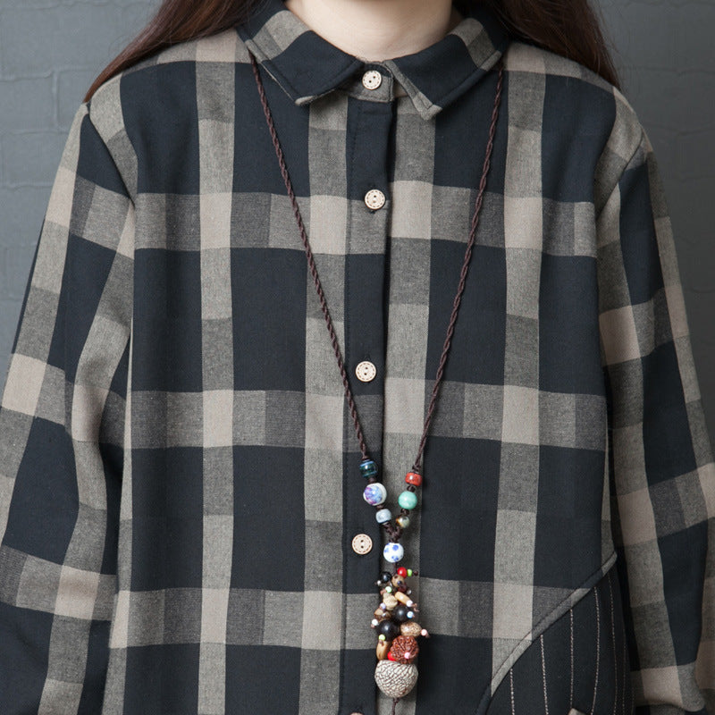 Women's fashion large cotton plaid skirt