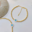 Beaded 18K Copper-plated Gold Lucky Blue Eyes Bracelet