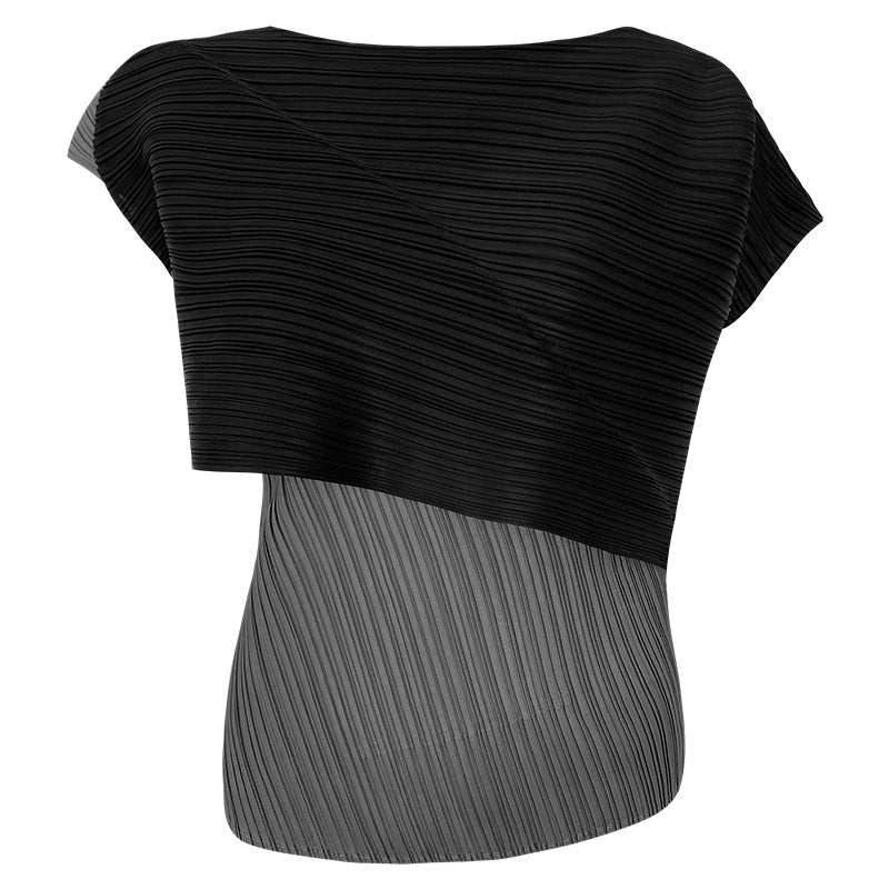 Women's Color Matching Irregular Fashion Tops T-shirt