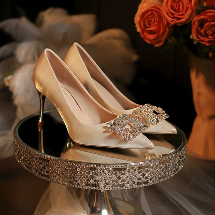 Pointed High Heels Women's Stiletto Heel New Wedding Shoes Xiuhe Wedding Dress Annual Meeting Pumps