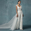 Embroidery Lace Pantsuit One-piece Personality Niche Wedding Dress Two-piece Suit By Silk