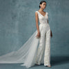 Embroidery Lace Pantsuit One-piece Personality Niche Wedding Dress Two-piece Suit By Silk