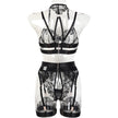 Complex Craft Halter Sheer Mesh Embroidered Underwear Suit