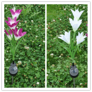 Solar LED Lily Flower Shape Color Changing Light for Garden Lawn Decoration