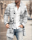 Fall Winter Men Woolen Stand Collar Mid-length Pocket Casual Coat