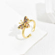 Copper Plated Real Gold Micro Inlaid Zircon Cute Little Bee Ring