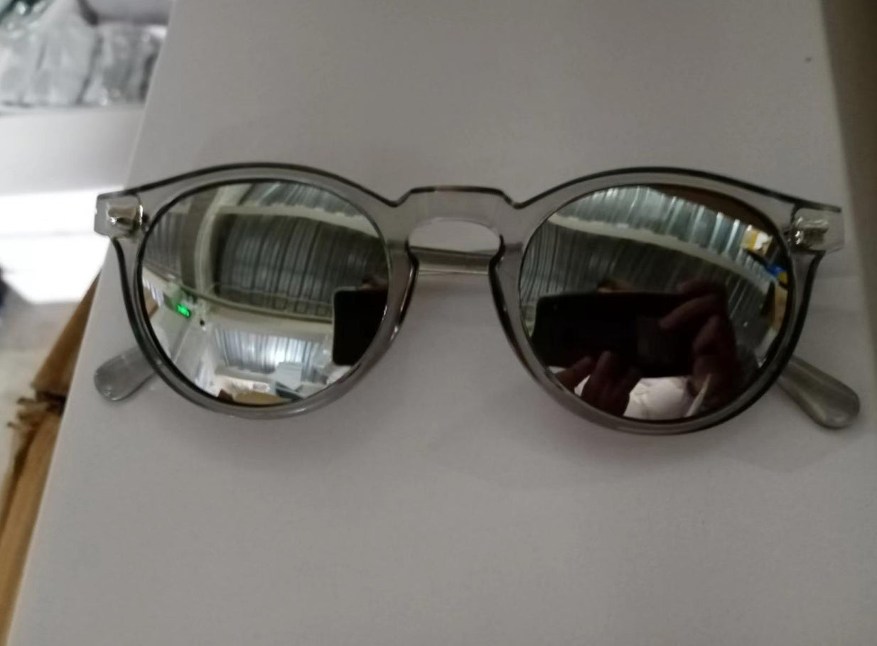 Literary retro round Japanese and Korean fashionable rice nail sunglasses