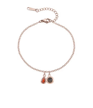 Custom Photo Projection Bracelet Stainless Steel Birthstone Charm