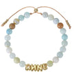 Bubble Letter Bracelet, Natural Stone Name Bracelet