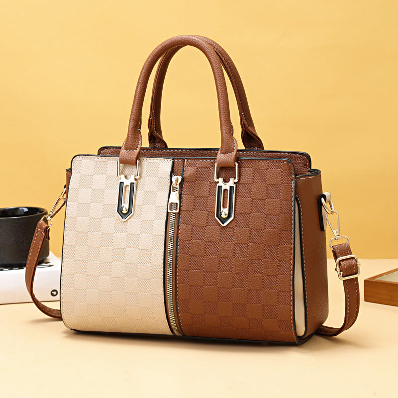 Simple Large Capacity Women's Contrast Color Ins Fashion Korean Style Shoulder Women's Crossbody Handbag