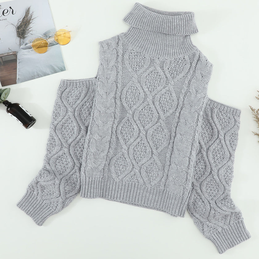Twist Sexy High Neck Strapless Sweater Women
