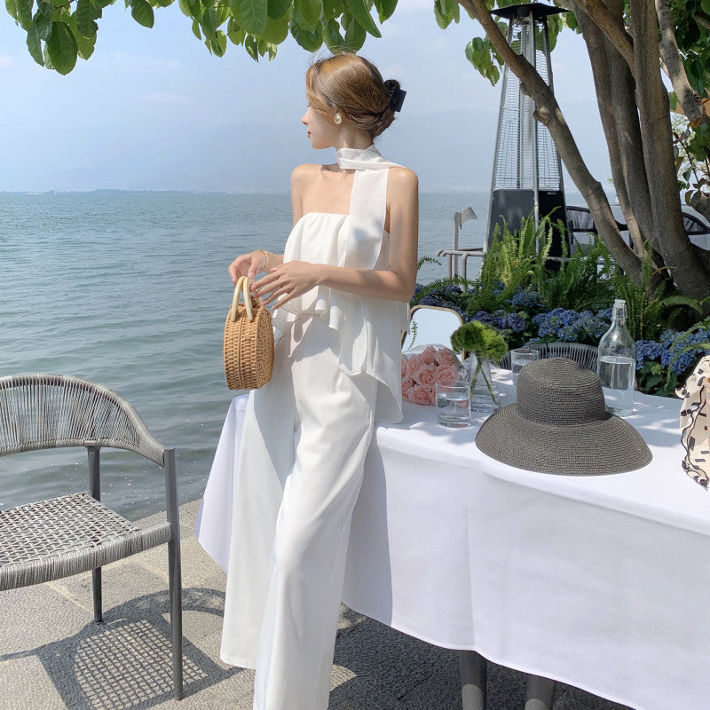 Women's High Waist Loose Drape Seaside Holiday Casual Jumpsuit