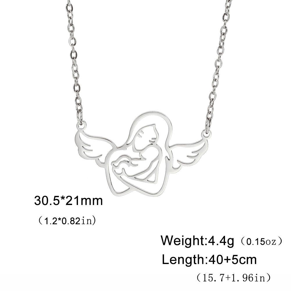 Cut Hollow Out Mother Bag Children's Shape 304 Material Stainless Steel Necklace