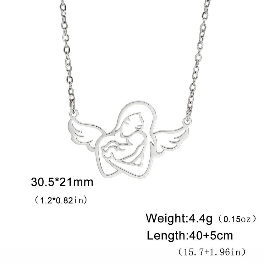 Cut Hollow Out Mother Bag Children's Shape 304 Material Stainless Steel Necklace