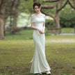 Simple Satin Suspender Tail Wedding