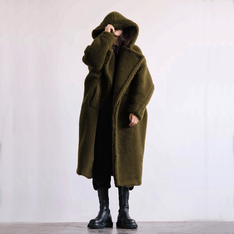 Wool warm Fur Coat Women's Coat Mid-length Coat