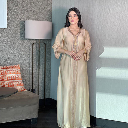 Fashion Women's Solid Color Hot Diamond Dress