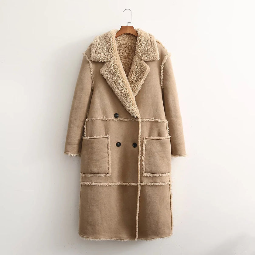 Personality Stitching Fleece Coat Coat Autumn And Winter Women's