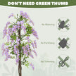 180cm Ficus Artificial Tree, Fake Wisteria Tree In Nursery Pot, Indoor Greenery Tall Faux Floor Plant For Living Room Office Decor, Purple