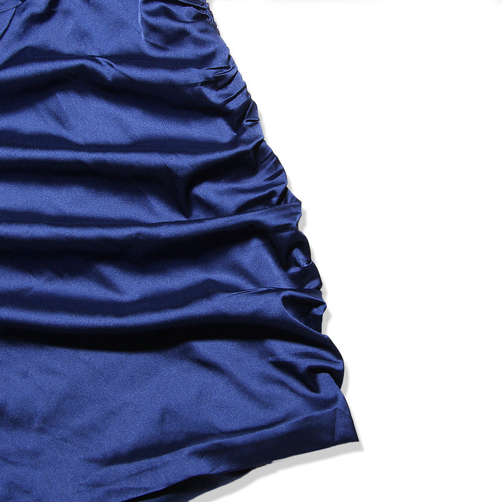 Cutout Halterneck Satin Party Bag Hip Skirt Dress