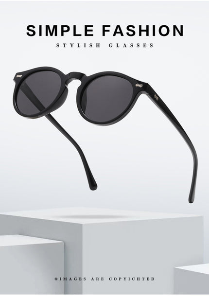 Literary retro round Japanese and Korean fashionable rice nail sunglasses