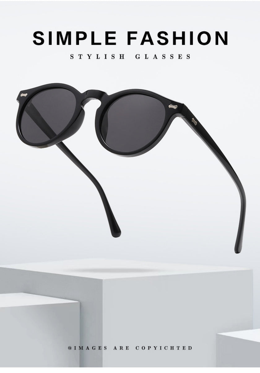 Literary retro round Japanese and Korean fashionable rice nail sunglasses