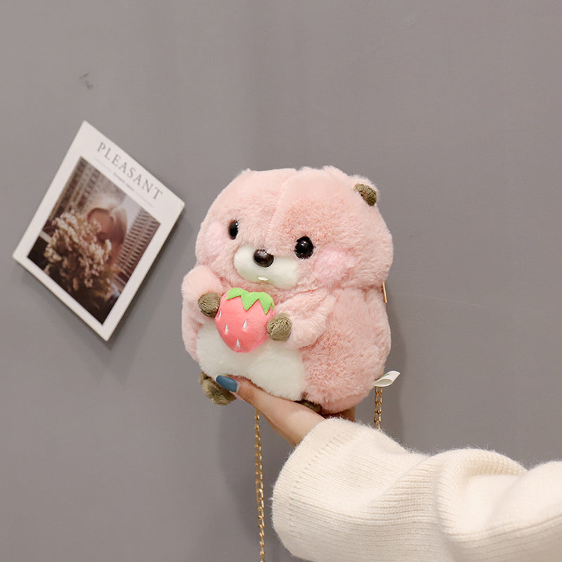 Plush Cute Bag For Women Cartoon Hamster Doll One Shoulder Bag For Students