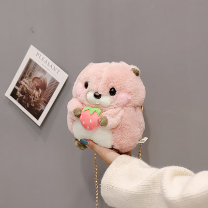 Plush Cute Bag For Women Cartoon Hamster Doll One Shoulder Bag For Students