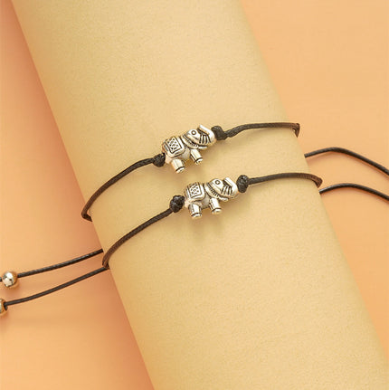 Elephant Bracelet Simple Retro Wax Line Woven Adjustable