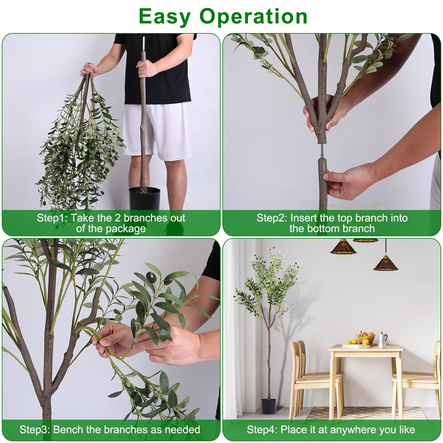 1Pc 5.9FT Artificial Olive Tree Tall Fake Olive Plant Faux Potted Olive Tree With Lush Olive Branches And Fruits With Black Planter Pot For Modern Home Office Living Room Shop Cafe