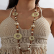 Fashionable All-match Ethnic Style Accessories Bohemian Vacation Style Random Wooden Bead Beaded Grass Woven Long Necklace