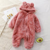 Plush Overcoat With Long Sleeves And Hooded Bear Coat