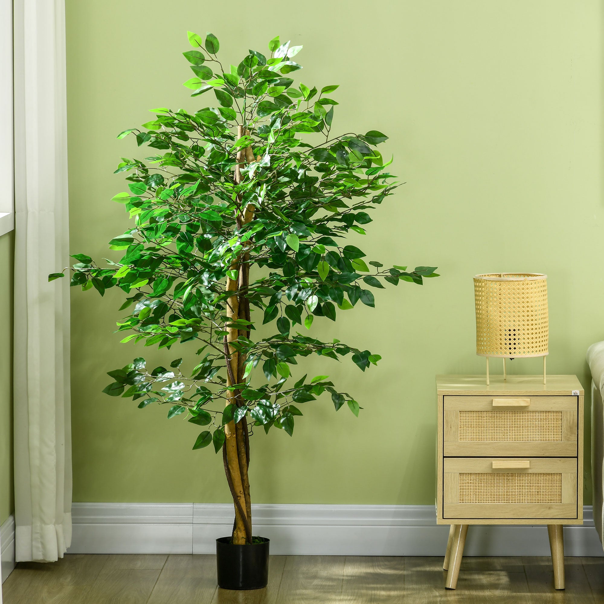 5ft Artificial Tree, Indoor Fake Ficus with Pot for Home Office Living Room Decor