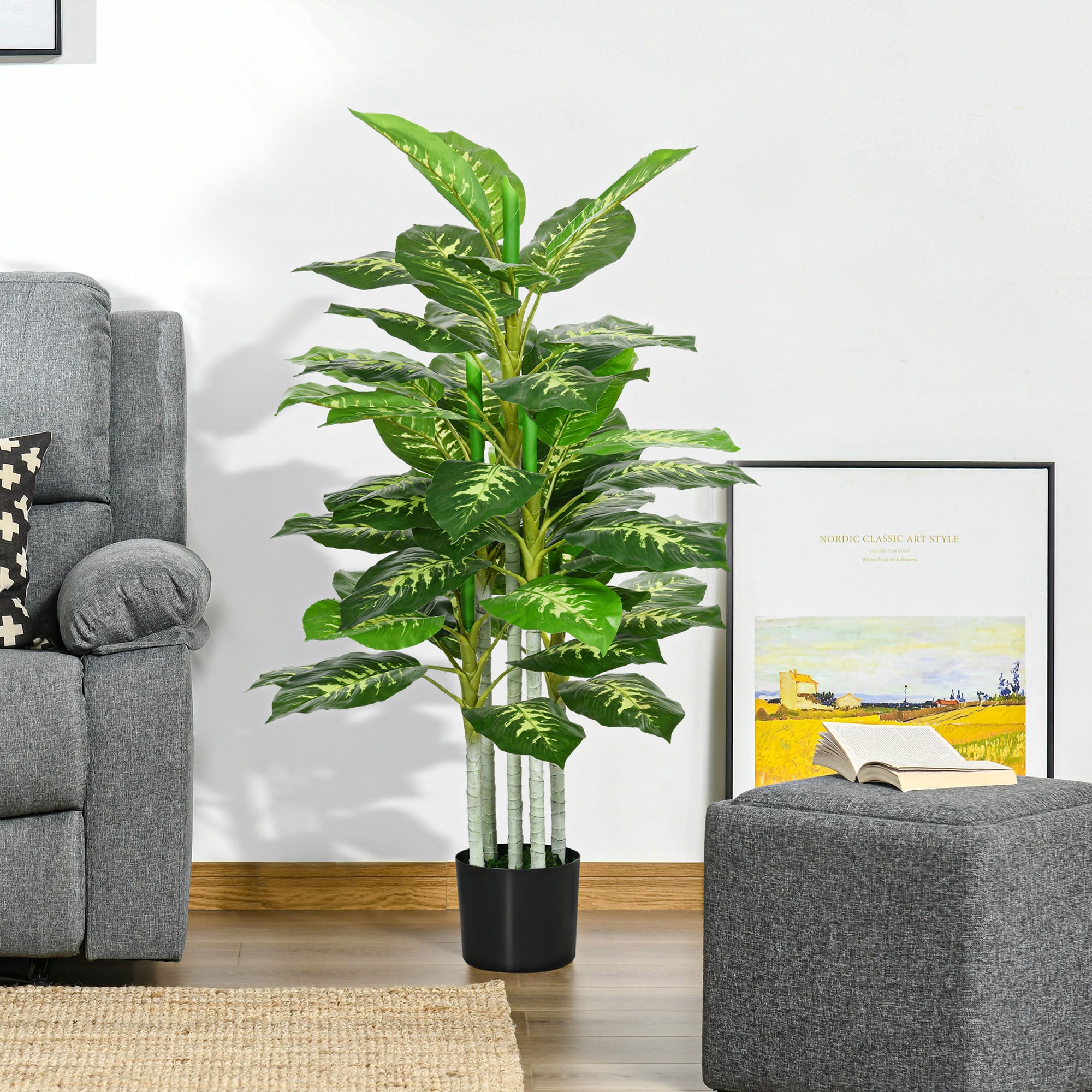 Artificial Evergreen Tree Fake Decorative Plant In Nursery Pot For Indoor Decor, 120cm
