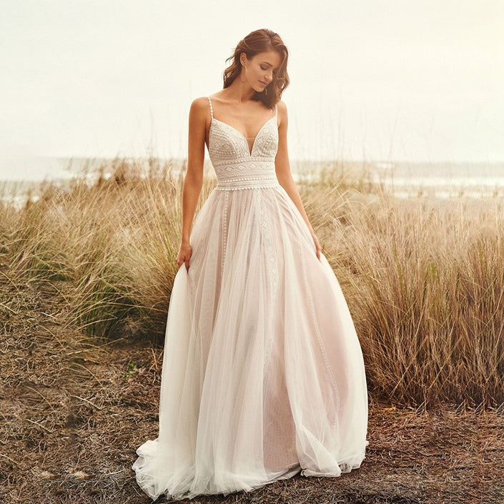 Lace Suspender Wedding Dress Dress