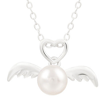 S925 Silver Pearl Pendant Women's Fashion Temperament Design Fetal Hair Angel Pendant