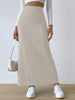 Spring Long Skirt High Waist Side Slit Slim Fit Knitted Women's Dress
