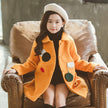 Girls Padded Lapel Color Matching Polka Dot Woolen Coat