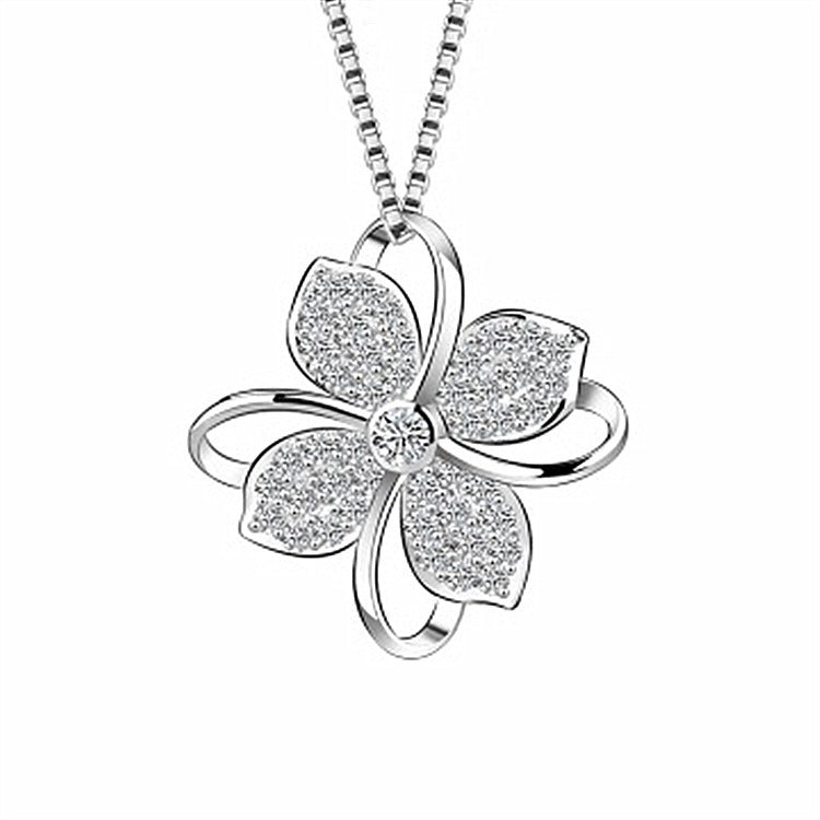 Ladies Lucky Four Leaf Clover Necklace