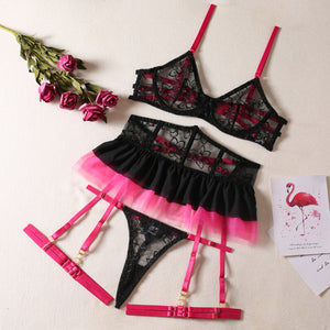 Three-piece Color Matching Mini Skirt Underwear Set