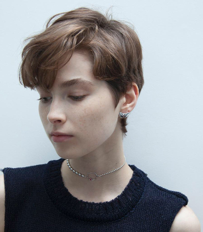 3D Stereoscopic Punk Earring Stud For Men Gold Color   Earring