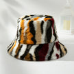 Plush Gradient Zebra Pattern Fashionable And Versatile Retro Trend Warm Basin Hat