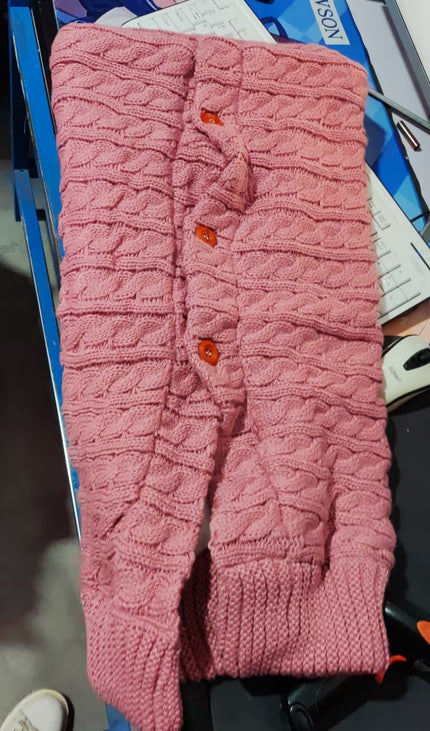Soft Winter Solid Color Twist Vintage Button Sweater Children Sleeping Bag